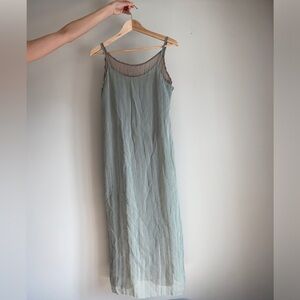 Flowy multi shade green turquoise dress, S